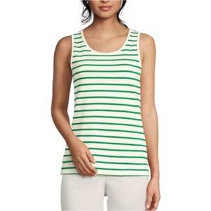 Lands End Green/Ivory Striped Women's Tank Top Large/Petite